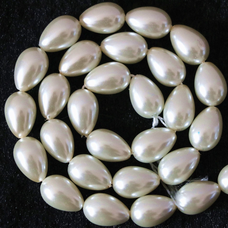 5x7mm 7x9mm 9x13mm Newly Waterdrop Teardrop Shell Simulated-pearl White and Cream White Diy Loose Beads15inch B1079