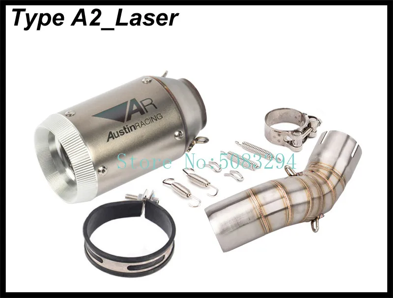 A2 Laser Остин гоночный мотоцикл Выхлопная система со звеньями трубы для Z900 PHULEOVEO углеродного волокна модифицированный глушитель мотоцикл - Цвет: A2 Laser