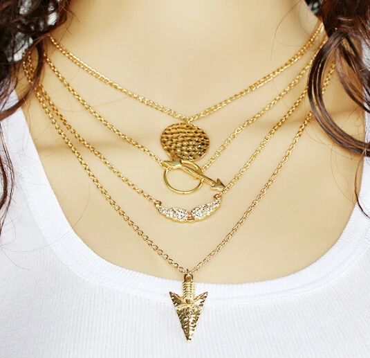TimLee Многослойные цепочки со стрелками и крыльями ангела