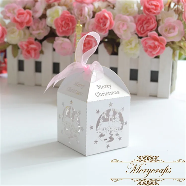 Hot christmas gifts laser cut decorative invitation white magnetic gift box | Дом и сад