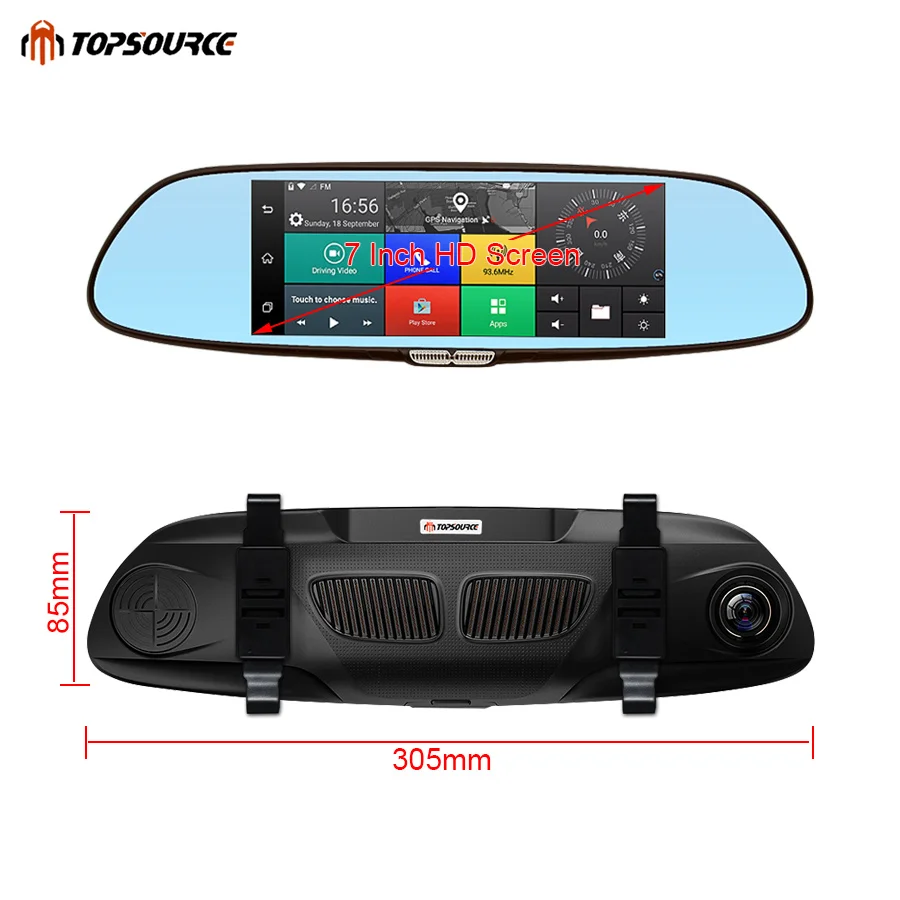 TOPSOURCE Автомобильный видеорегистратор Android 3g Bluetooth двойной объектив зеркало заднего вида видео регистратор " HD 1080P Автомобильная камера dvr зеркало ram 1GB