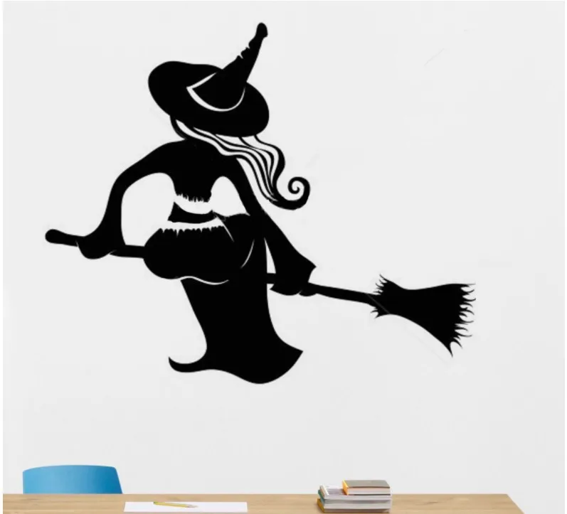 Съемный стикер колдуньи для украшения дома черный стен постер вечерние