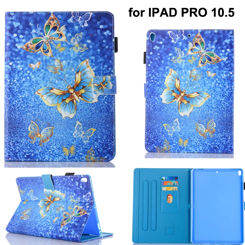 Чехол бумажник с рисунком в виде бабочки и цветка для iPad Pro 10 5|Чехлы планшетов