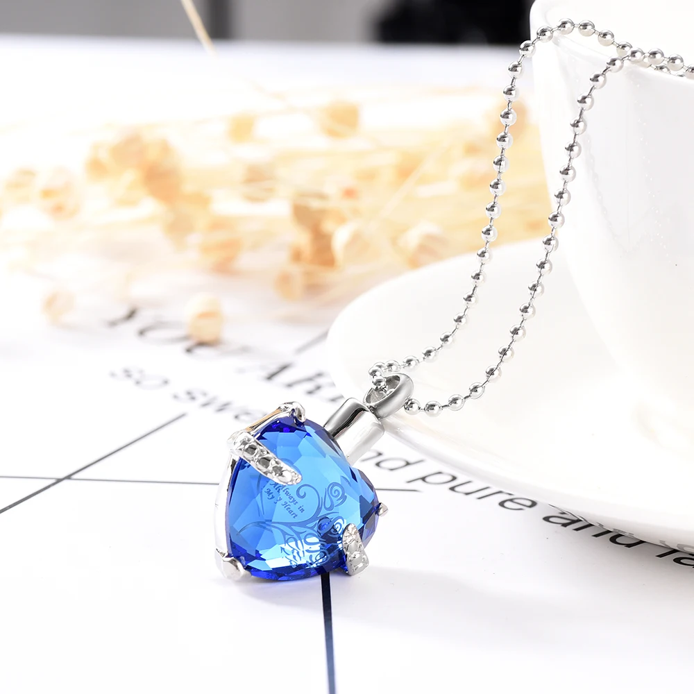 CMJ9790 Blue Crystal Heart Keepsake Jewelry из нержавеющий стали памятный подвеска урна ожерелье для