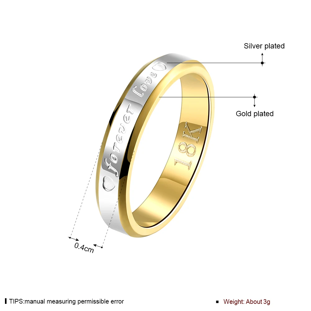 2017 любовь навсегда Сталь золото Цвет пара кольцо мода двойной круглый Для женщин