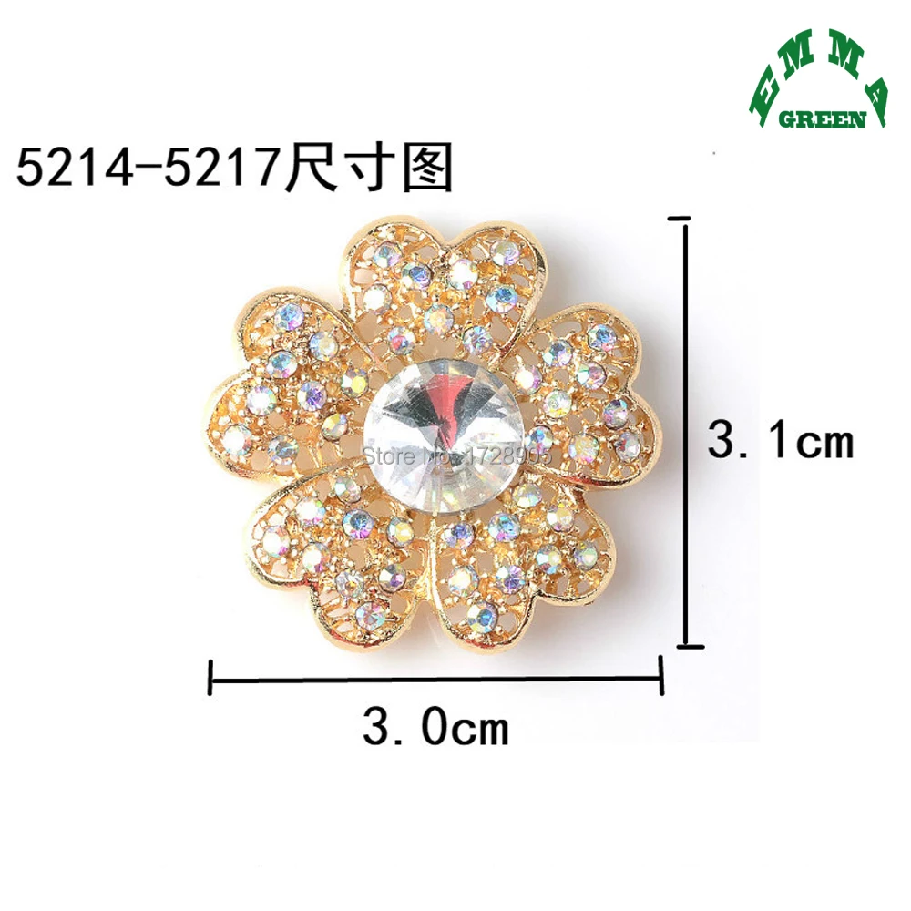 Gold Clover Embellishments for Bridal Wedding Jewelry Accessories 10pcs 31mm AB Rhinestone Lucky Flower Flat Back Charms Pendant