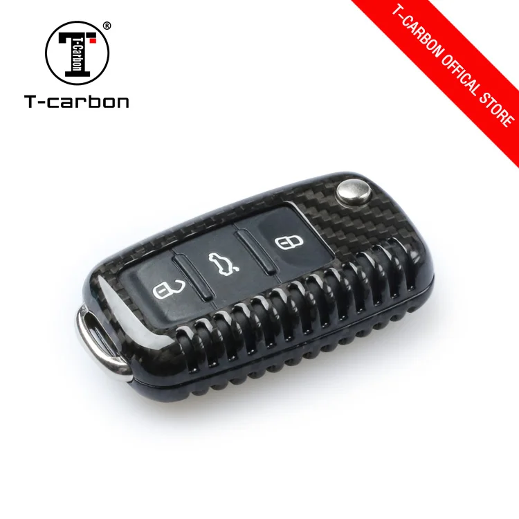T-CARBON карбоновый чехол для ключей для автомобиля ключница 3 кнопки для Volkswagen