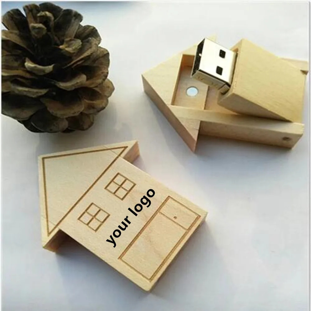 Пользовательские DIY логотип картинка. Текст деревянный дом шаблон USB 2 0 флэш