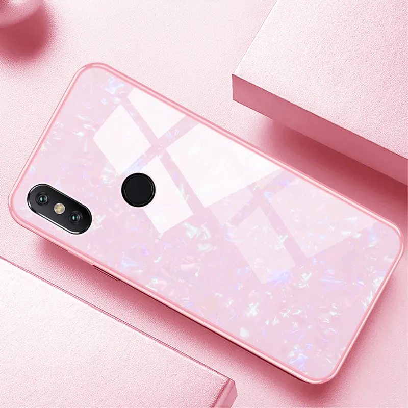 Hard Tempered Glass Shell Case Xiaomi Mi 8 Lite Mi8 Luxury Full Protect Silicone Back Cover A2 miA1 |