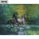 Алмазная вышивка крестиком с изображением лошади пары Алмазная вышивка цветок кристалл круглая мозаика картина акупунктура