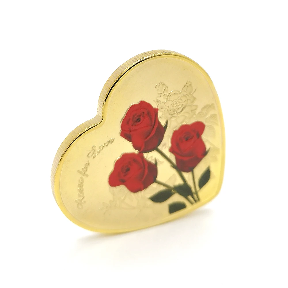 Любовь Роза монеты парные кольца памятная Серебряная монета подарок на день