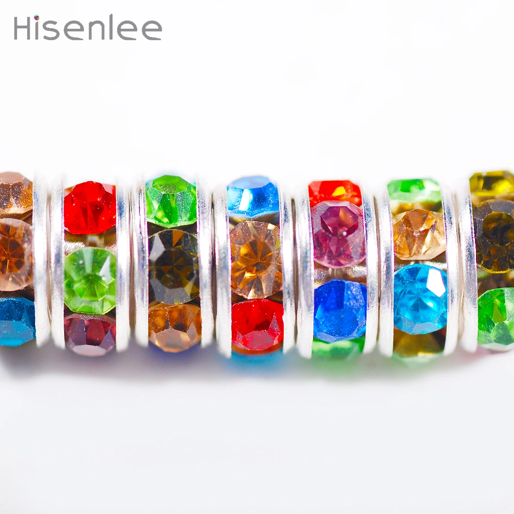 100pcs/lot 8MM Zinc alloy Colourful Round Glass Crystal Loose Beads For Necklace Bracelet DIY Charms Jewelry Making Tools | Украшения и