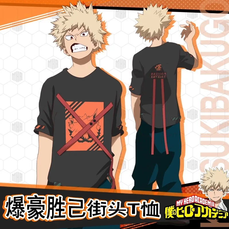 Аниме Boku no Hero Academy Bakugou катсуки летняя футболка/штаны Повседневная одежда унисекс на Хэллоуин