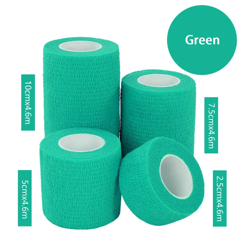 1 rolls green 1 шт., 2,5-15 см, ПЭТ эластичный бинт, нетканый, когезивный, медицинская терапия, самоклеющаяся повязка, лента для пальцев, суставов, обертывание, инструмент для первой помощи - Цвет: 1 rolls green