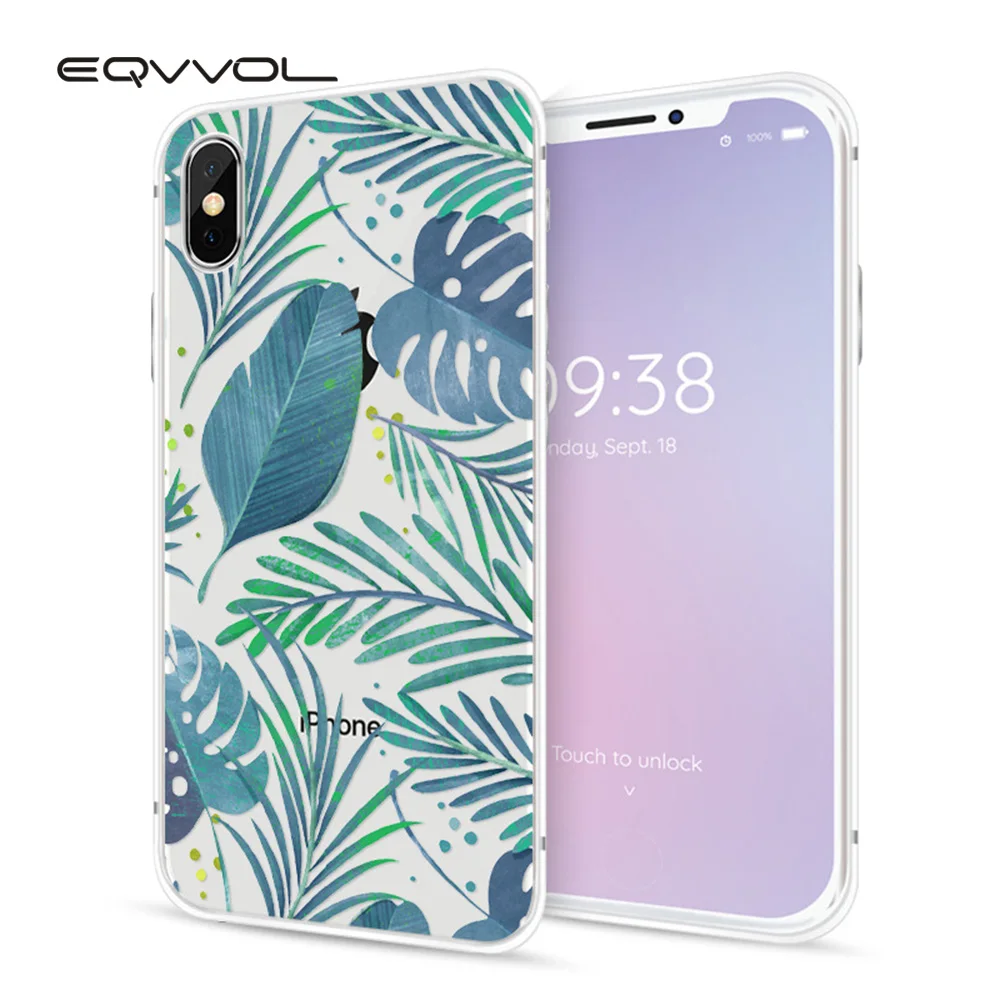 Eqvvol Модный чехол для телефона с цветочным узором iPhone X 8 7 6 6s Plus мягкий из ТПУ 10 5 5S 5C