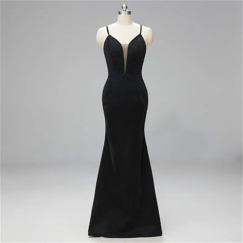 W.JOLI Evening Dress Long Elegant Simple Glitter Satin Slim Prom Gown V-neck Spaghetti Strap Wedding Party Dresses 2019 | Свадьбы и