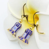 bohemia style free shipping 1013mm flower shape charms gold color cloisonne dangle drop earrings women diy jewelry b2643