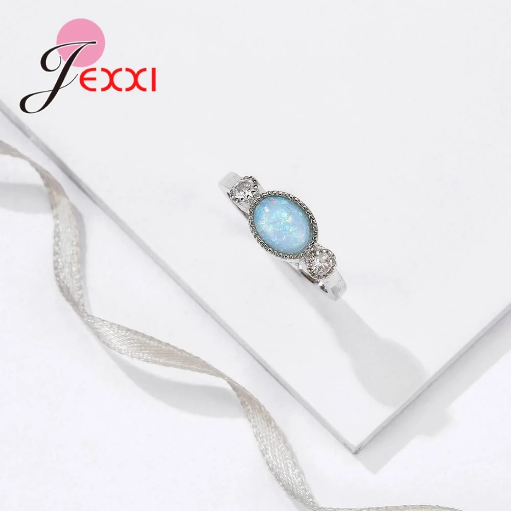 Простой светильник кольцо с синим круглым опалом для женщин подарок от пота