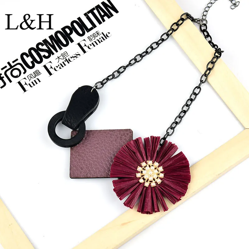 Новый дизайн L & H очаровательное кожаное ожерелье с кулоном в виде цветка из