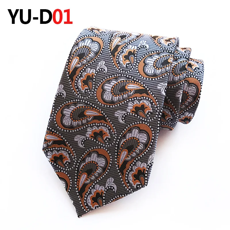 YU-D001 Классические мужские золотые клетчатые шелковые галстуки подходят для свадебной вечеринки - Цвет: YU-D001