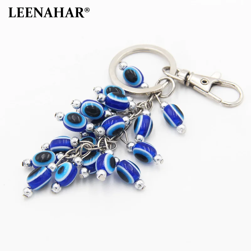 LEENAHAR 1PC синий греческий Злой Глаз брелок для ключей с бусинами Смола турецкий