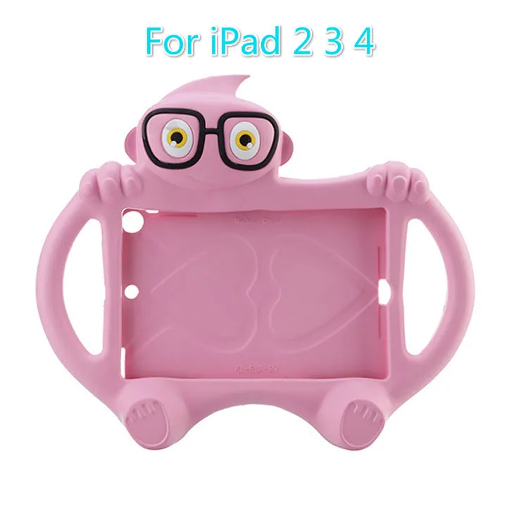 Защитный силиконовый чехол для iPad 2/3/4 милые очки с мультяшным рисунком