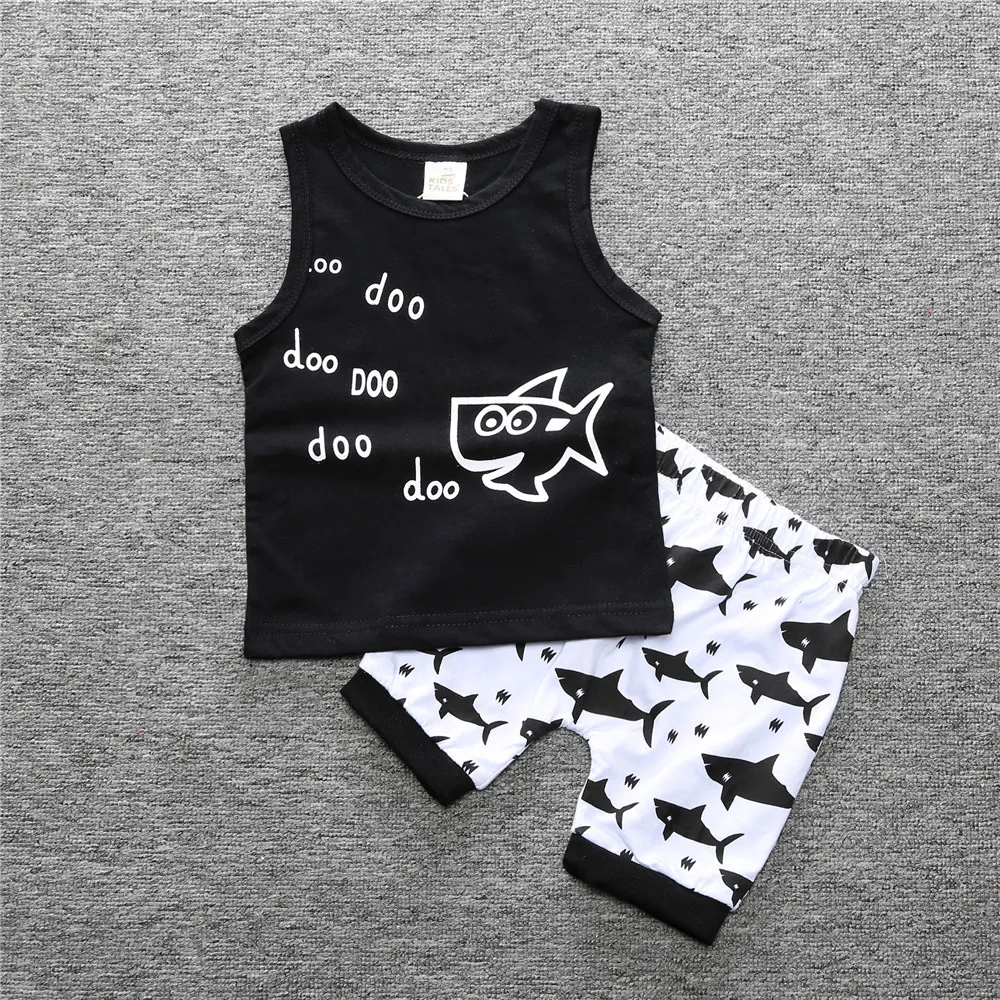 Комплект одежды для маленьких мальчиков футболка-жилет + шорты штаны Одежда