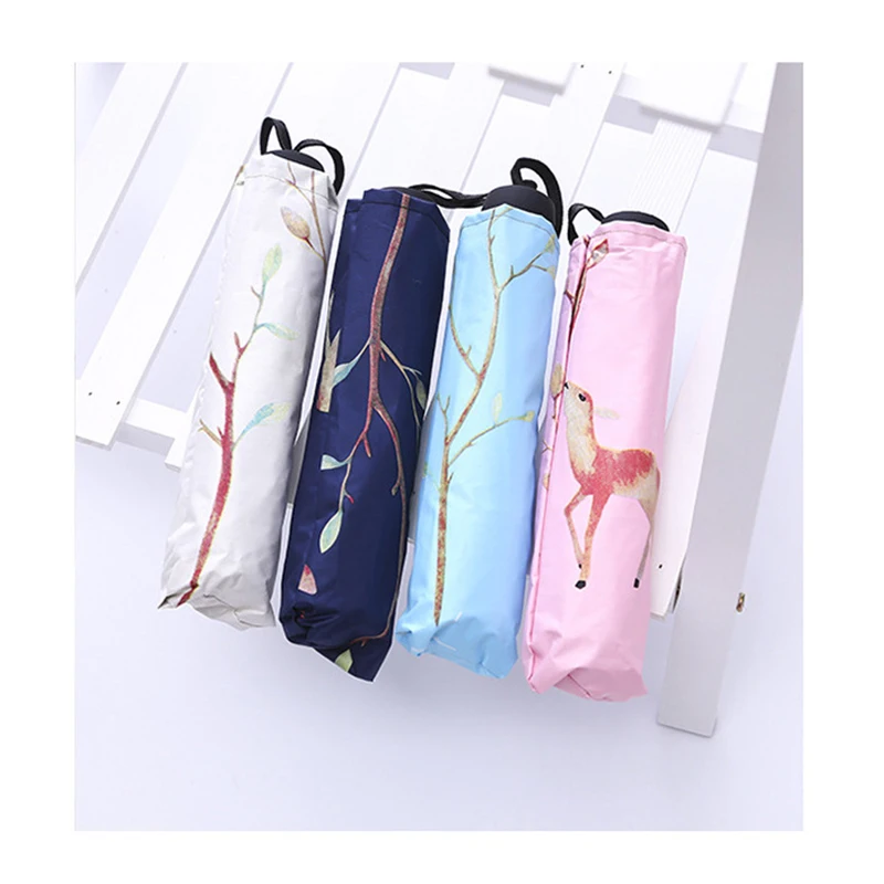 

YADA Forest Fawn Rain Women uv Three Folding Umbrella For Womens Custom Personalized Charms Windproof Friendship Umbrella YS050
