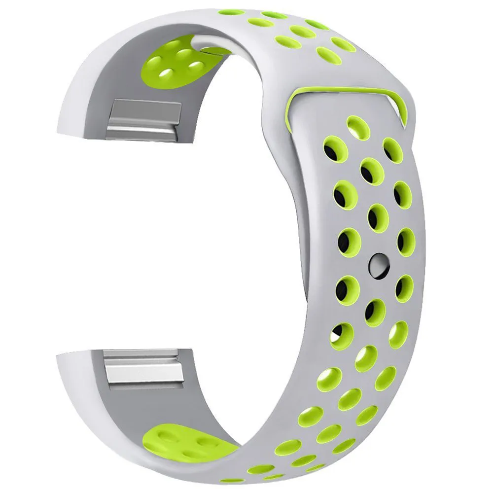 gray green Сменный Двухцветный силиконовый браслет на запястье для браслета Fitbit CHARGE 2 ремешок для часов для Fitbit CHARGE 2 - Цвет: gray green