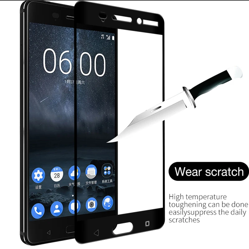 Закаленное стекло 9H для Nokia x6 2 3 5 6 2018 полноэкранное Защитное 7 1 plus 8 защитный чехол