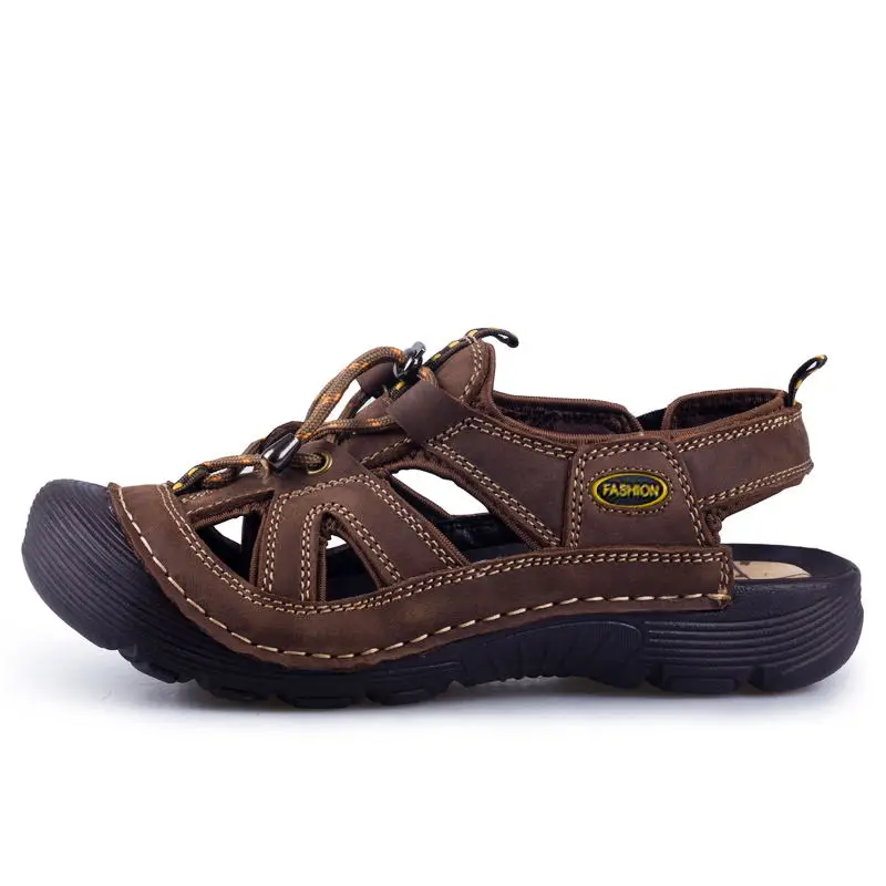LAISUMK носимых и устойчивой нескользящей кожи Zapatos дышащая Для мужчин Обувь, сандалии мягкая подошва; летние пляжные шлепанцы Zapatillas