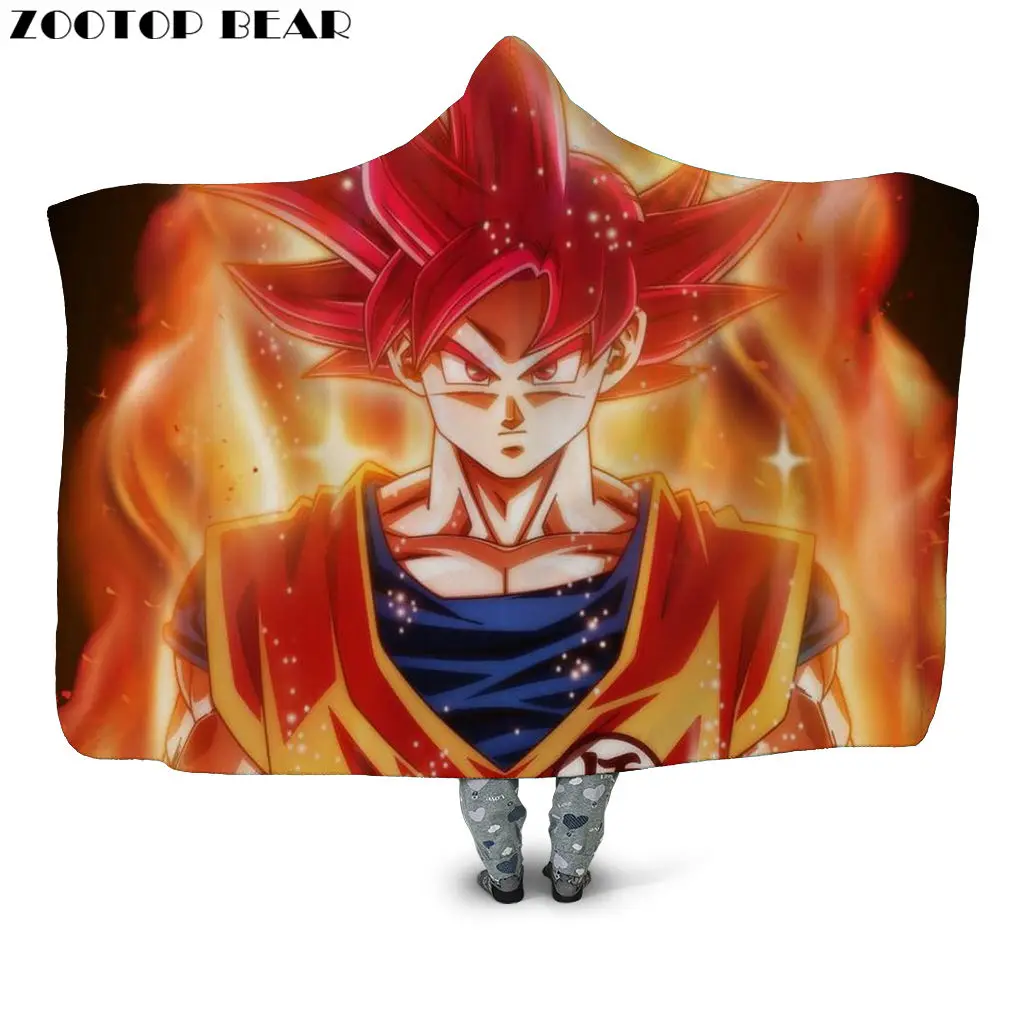 HB126J Супер Saiyan одеяло с капюшоном плюшевые пальто для взрослых мальчиков аниме 3D принт Dragon Ball модные домашние мягкие офисные одеяла носимые постельные принадлежности - Цвет: HB126J