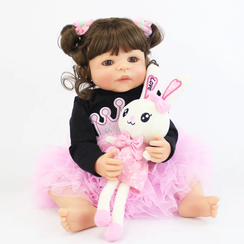 55 см полный силиконовый корпус Reborn Baby Doll игрушка Виниловый фон для новорожденных