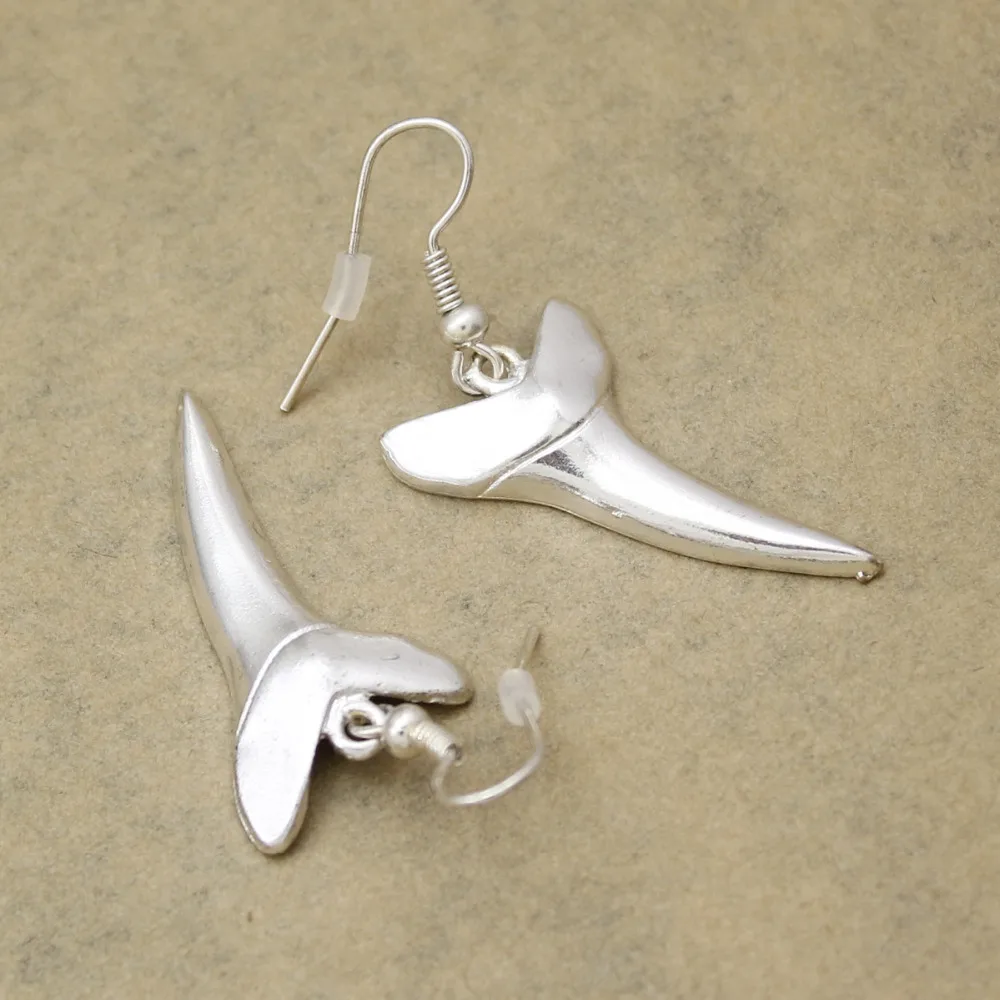 Polish Shark Fang Tooth Tusk Dangle Earrings Wicca Fancy Dress Costume Sanskrit Women Oorbellen Orecchini Jewelry Gift | Украшения и