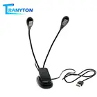 Регулируемый USB светодиодный светильник для книг 8 светодиодный s клип-на две руки лампа для чтения для музыкальной подставки и чтения книг Гибкая изогнутая настольная лампа