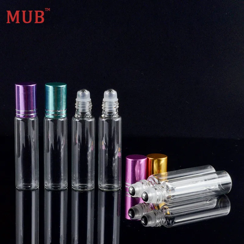 MUB 10 мл 100 шт./лот прозрачная стеклянная бутылка для эфирных масел стальные