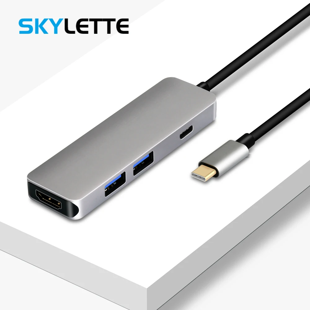 Type c 2 порта USB3.0 концентратор + 4K HDMI PD зарядка из серебристого алюминиевого сплава