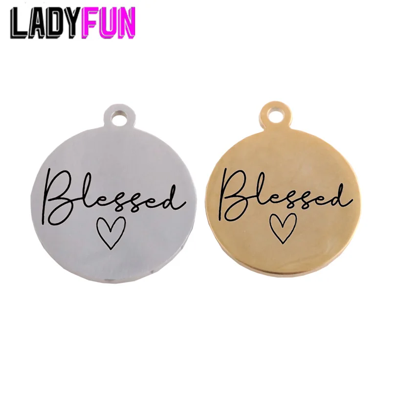 

Ladyfun Customizable Stainless Steel Charm Blessed Pendant Bless Heart Charms For DIY Jewelry Making