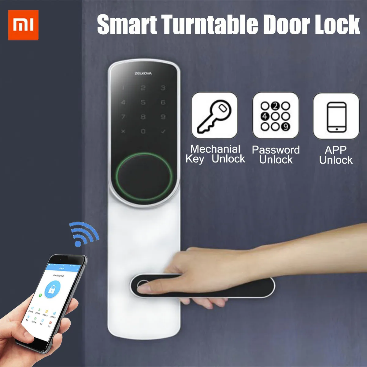 Умный поворотный дверной замок Xiaomi Zelkova с паролем, без ключа, интеллектуальный замок безопасности