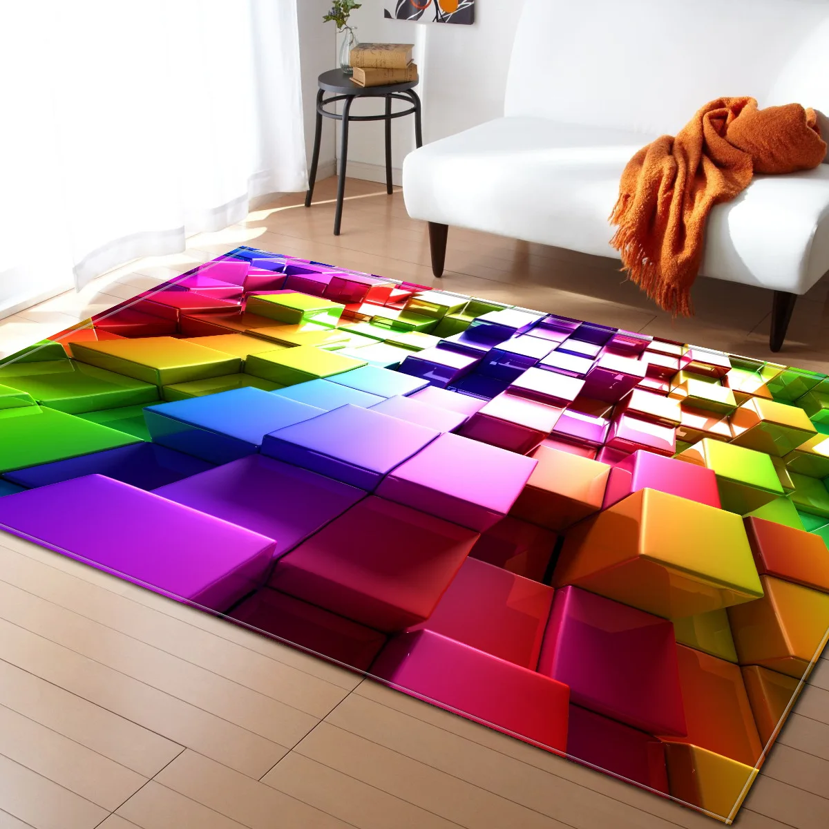 

3D Carpets Soft Flannel Area Rugs three-dimensional Printed Mat Rugs Anti-slip Large Rug Carpet for Living Room Bedroom Decor