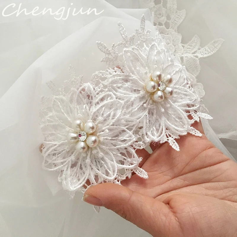 Chengjun Фея корейский стиль элегантный кружевной цветок Мягкие тюлевые аксессуары для свадьбы свадебный вуаль