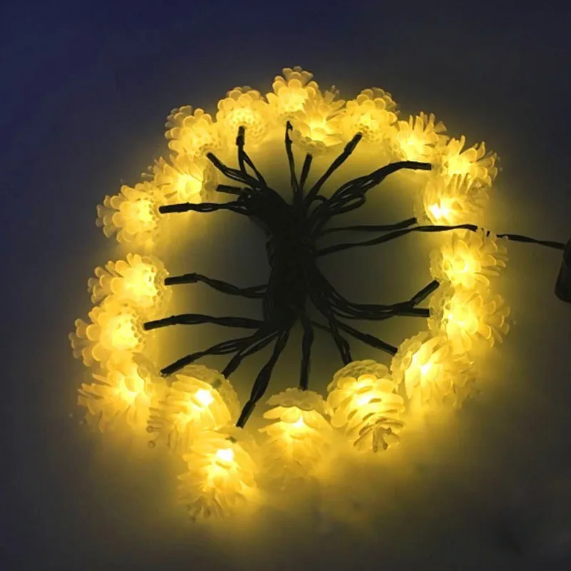 Binval 20 Вт, 30 Вт, 50LED Солнечный шишка свет шнура Водонепроницаемая гирлянда для вечеринок, Дня благодарения, декоративную рождественскую елку огни
