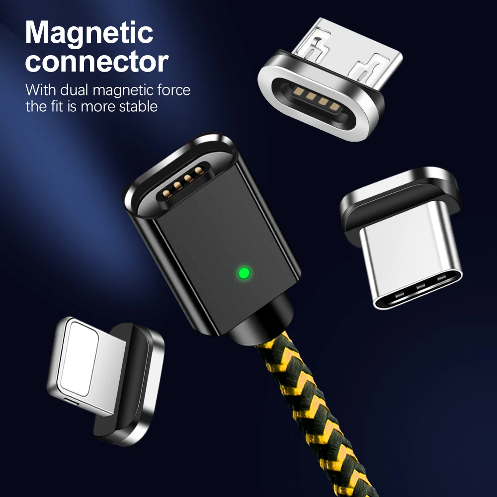 Магнитный кабель 3A 1 м Micro usb type C кабель для iPhone Быстрая зарядка usb type-C Телефон магнитное зарядное устройство для samsung Xiaomi huawei