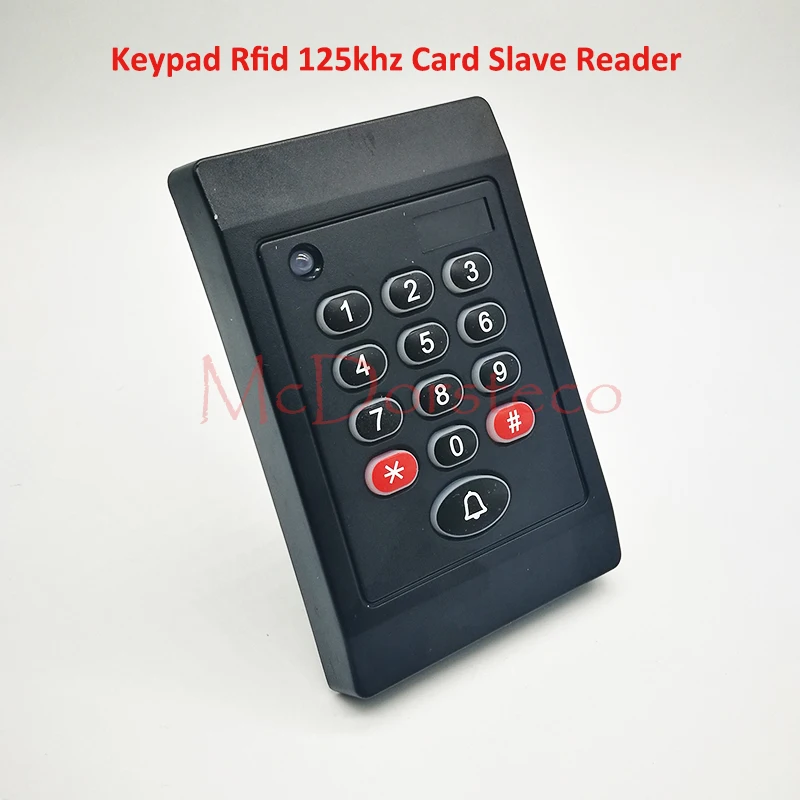 

125khz Rfid Card Keypad Slave Reader waterproof IP65 125KHZ Weigand26/34 ID EM proximity card reader with Door Bell Button