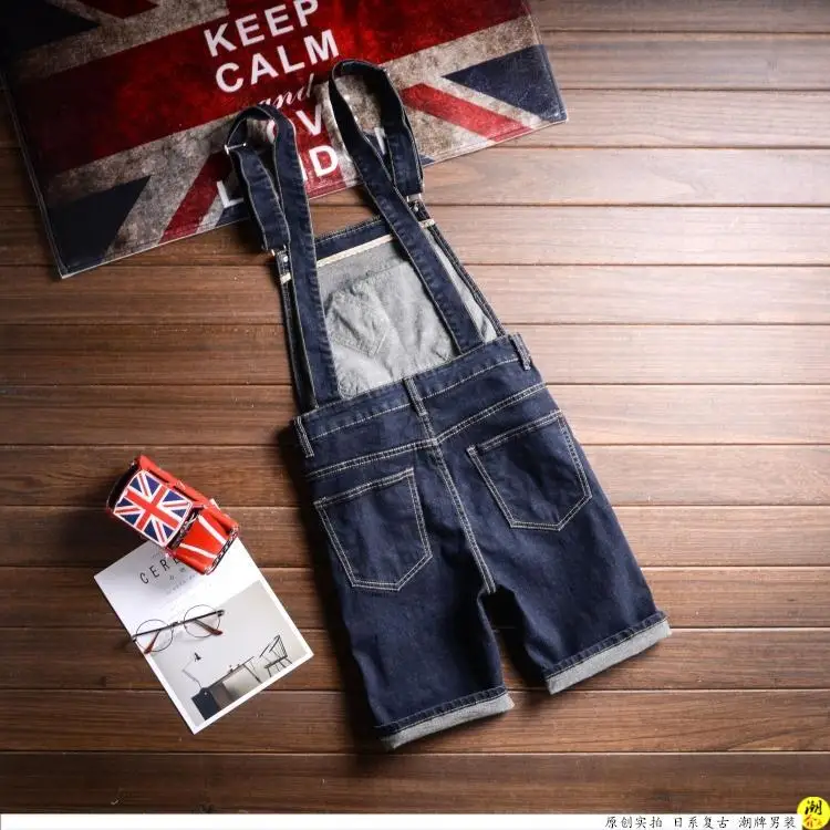 Джинсовые шорты с карманами мужские Модный комбинезон из денима черный