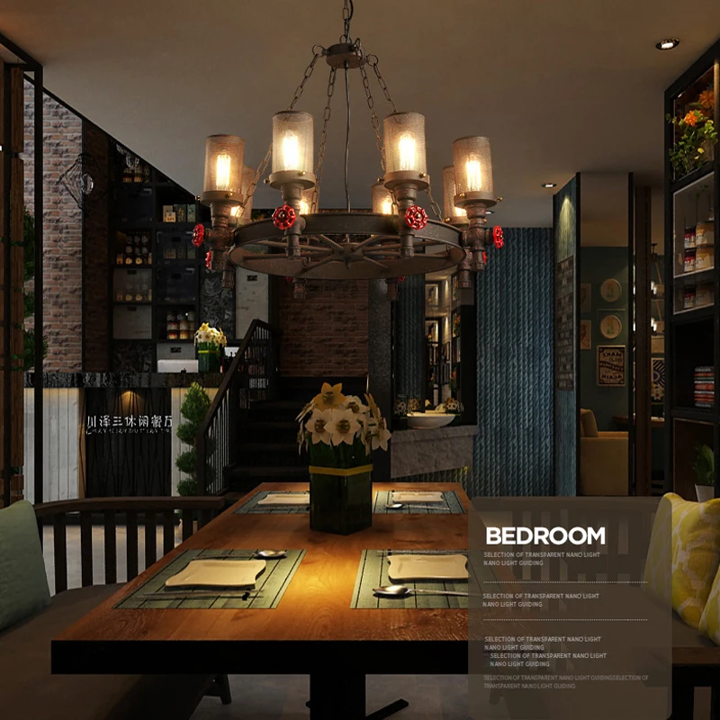 

American Retro Pendant Lamp Loft Industrial Style Pendant Lights Bar Restaurant Art Edison Bulb Light Fixture Indoor Lighting