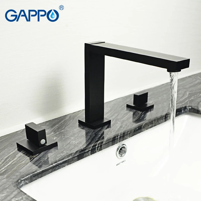 Смеситель для раковины GAPPO черный кран из латуни крепление на раковину