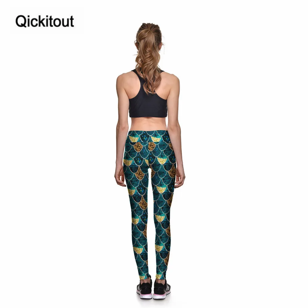 Qickitout новые модные леггинсы сексуальные женские имитация Русалка зеленая