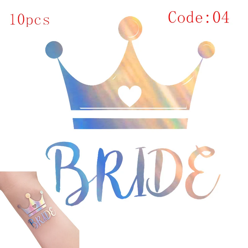 10pcs-code04 10 шт. свадебное украшение невесты to be татуировки наклейки свадебные принадлежности Команда Невесты Девичник курица вечерние Фламинго Boda - Цвет: 10pcs-code04