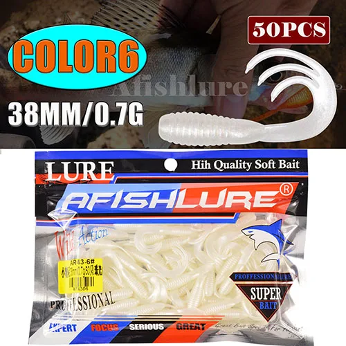 Color6 50 шт., мини приманка, мягкий червь, 38 мм, 0,7 г, три хвоста, мягкая плавающая приманка, искусственная приманка, для рыбалки, Leurre soule Shad - Цвет: Color6